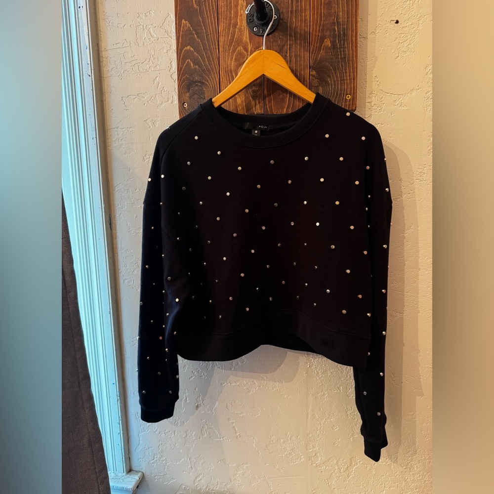 Aqua Black Sweatshirt with studs